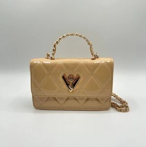 NWT! Valentino Orlandi Patent Vegan Leather handbag/crossbody (msrp $349) taupe